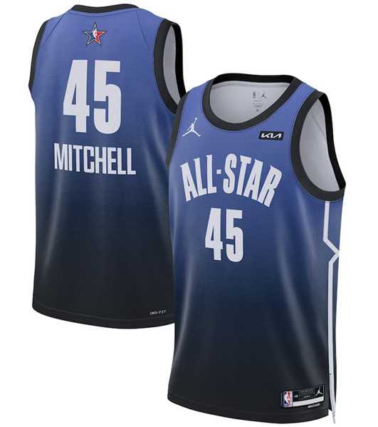 Men%27s 2023 All-Star #45 Donovan Mitchell Blue Game Swingman Stitched Basketball Jersey Dzhi->2023 all star->NBA Jersey